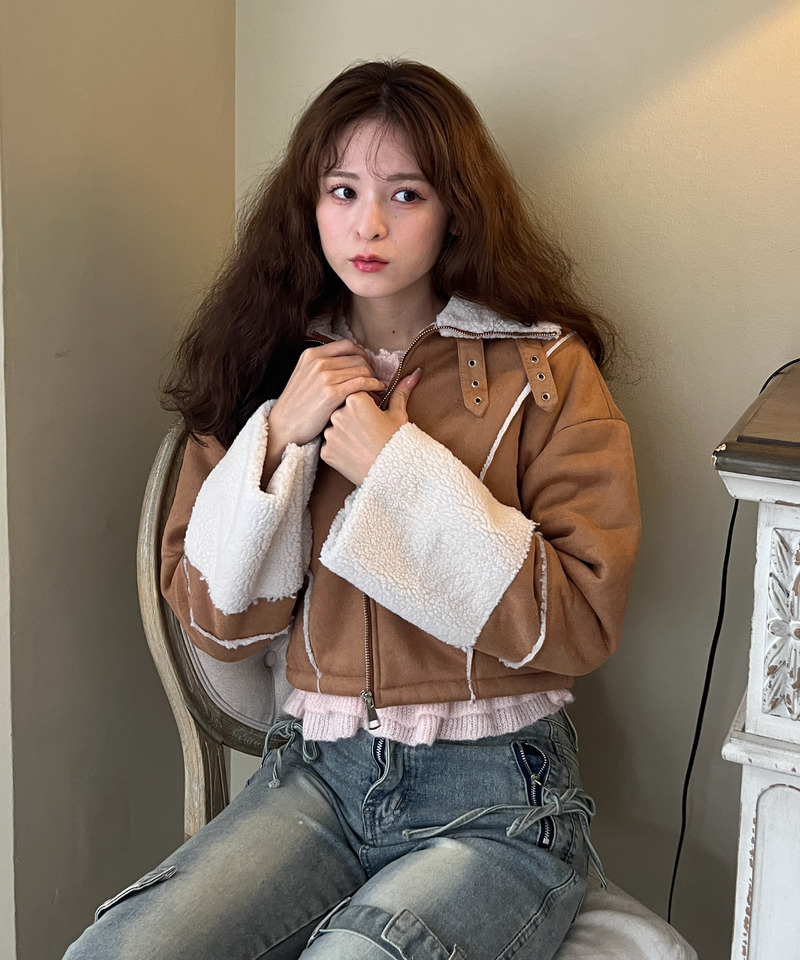 スエード フェイクムートンジャケット 詳細画像 BR 21