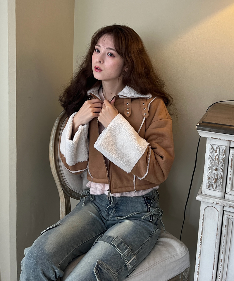 スエード フェイクムートンジャケット 詳細画像 BR 23