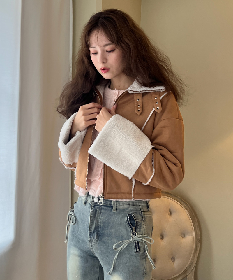 スエード フェイクムートンジャケット 詳細画像 BR 24