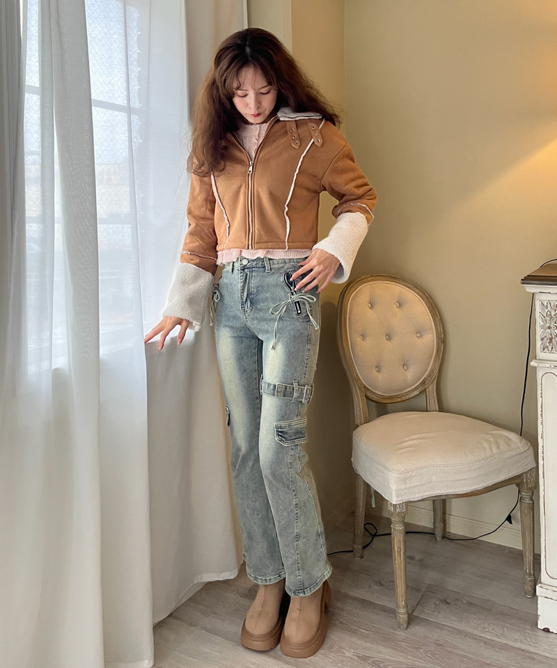 スエード フェイクムートンジャケット 詳細画像 BR 25