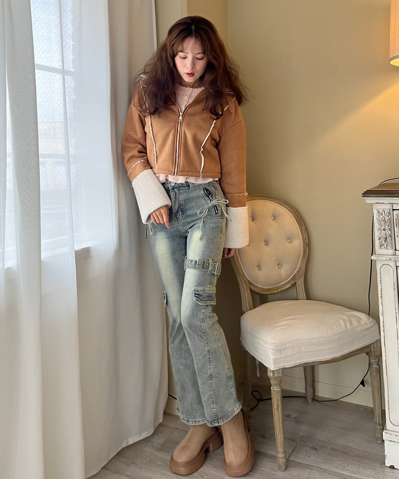 スエード フェイクムートンジャケット 詳細画像 BR 26