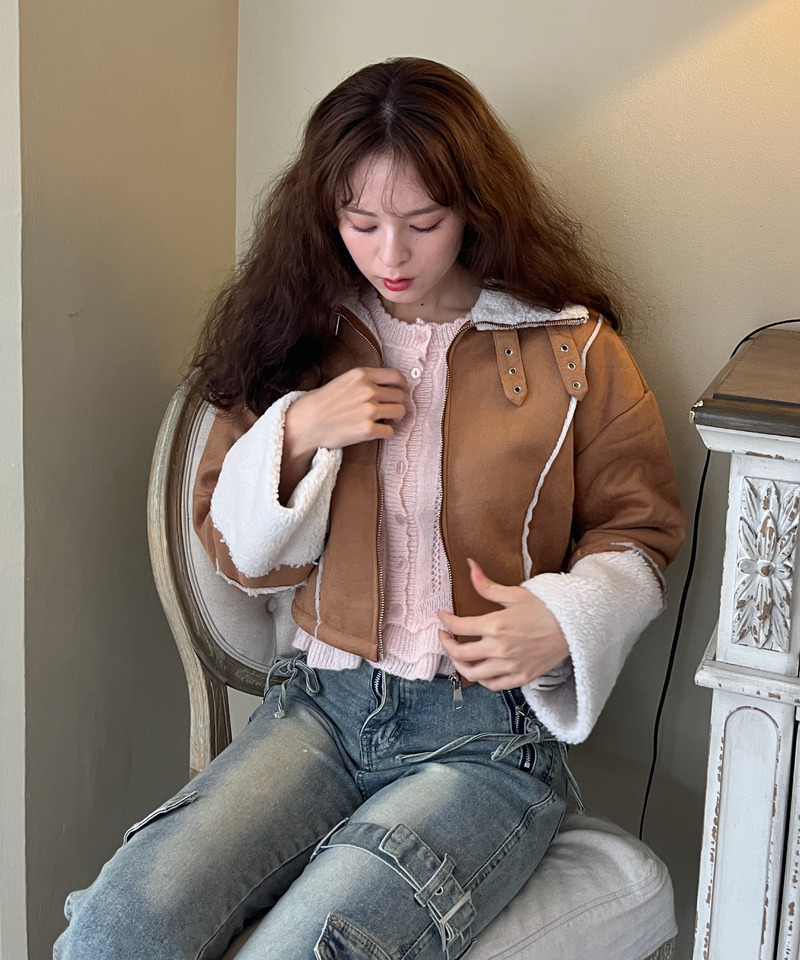 スエード フェイクムートンジャケット 詳細画像 BR 3