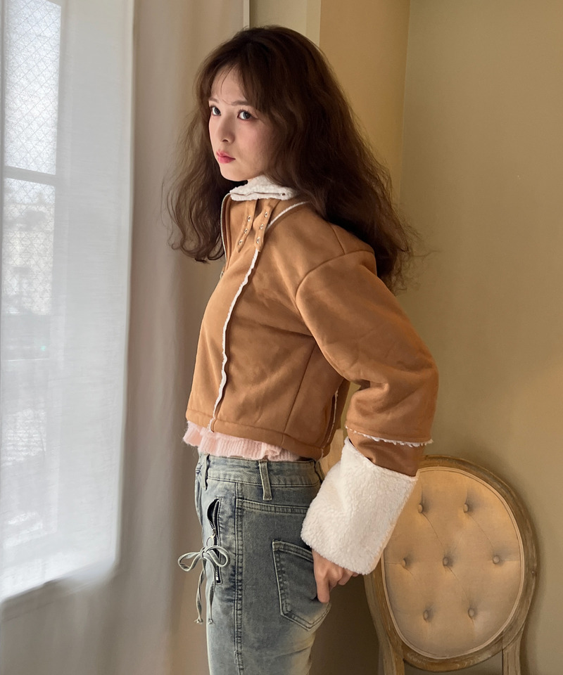 スエード フェイクムートンジャケット 詳細画像 BR 6