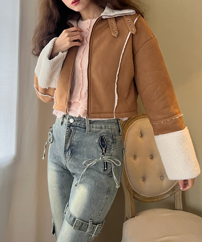 スエード フェイクムートンジャケット 詳細画像 BR 7