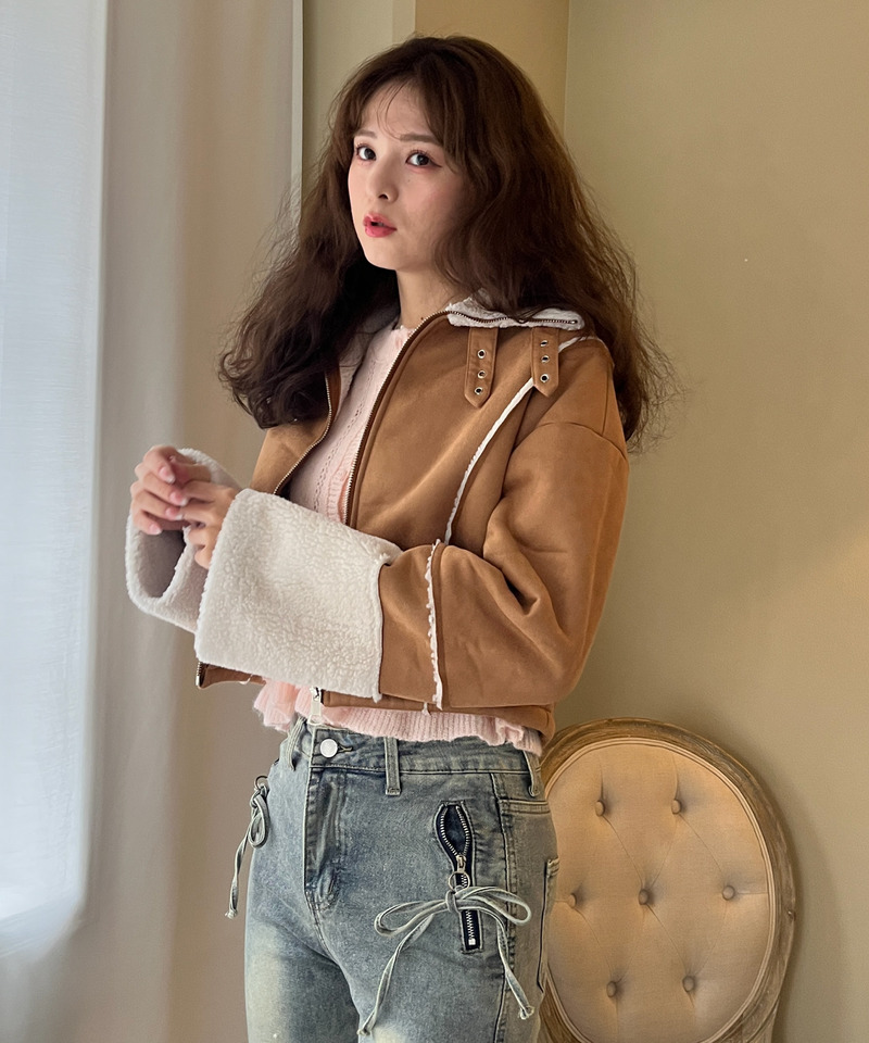 スエード フェイクムートンジャケット 詳細画像 BR 8