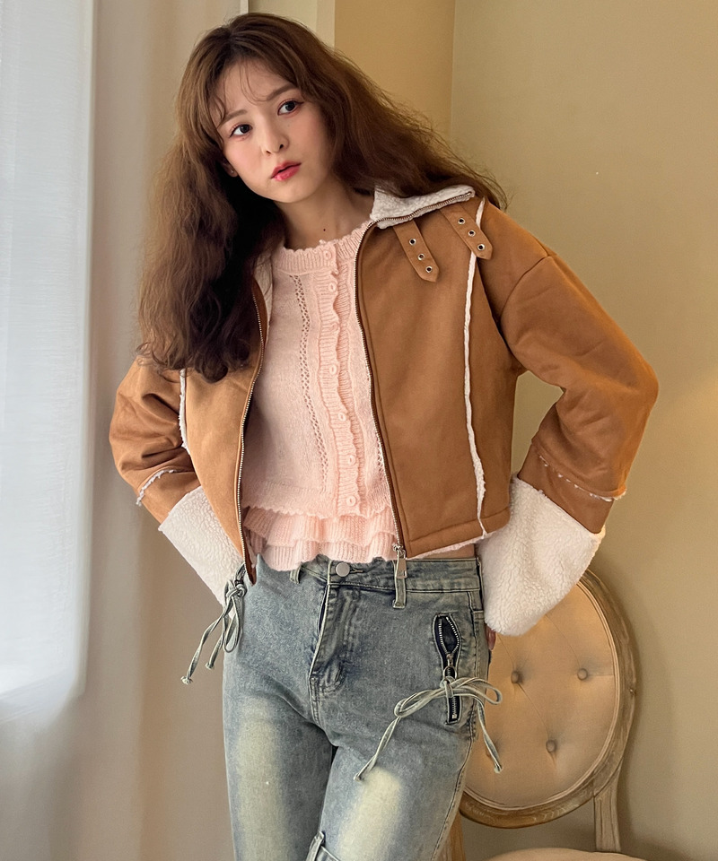 スエード フェイクムートンジャケット 詳細画像 BR 9