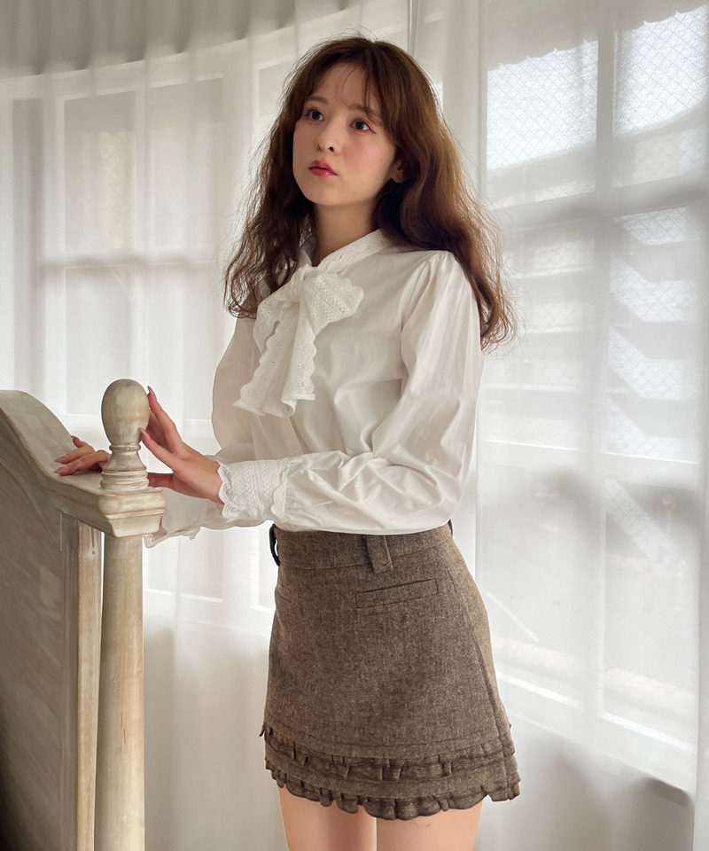 コットンレースリボンブラウス 詳細画像 OW 10