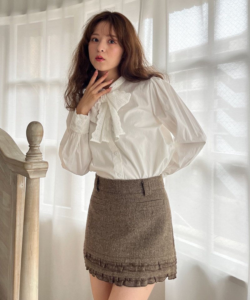 コットンレースリボンブラウス 詳細画像 OW 11