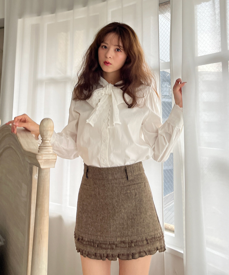 コットンレースリボンブラウス 詳細画像 OW 14