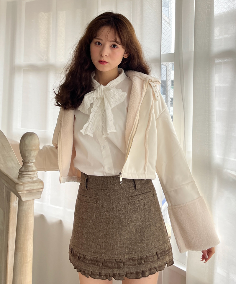 コットンレースリボンブラウス 詳細画像 OW 16