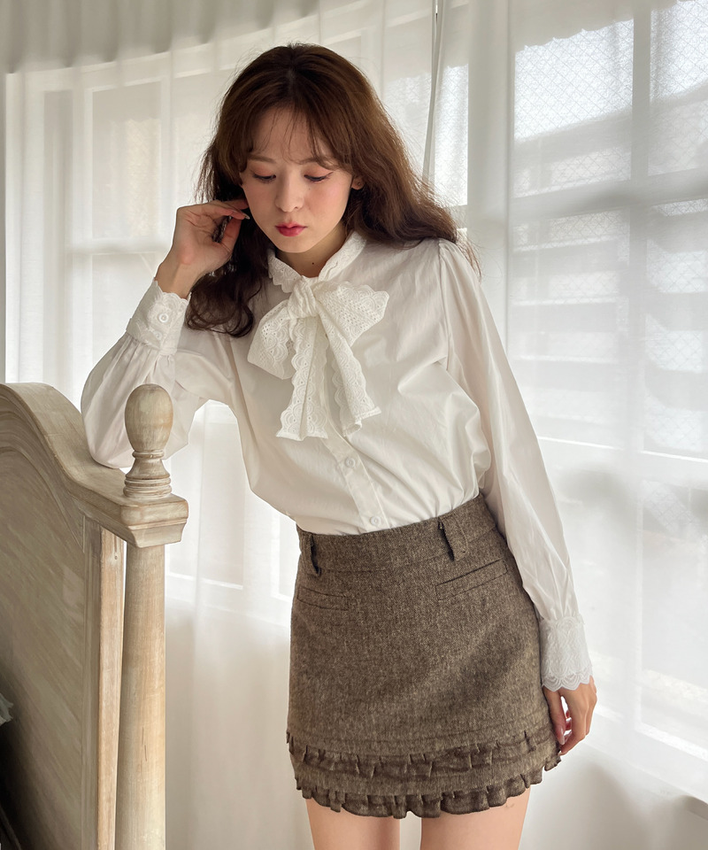 コットンレースリボンブラウス 詳細画像 OW 7