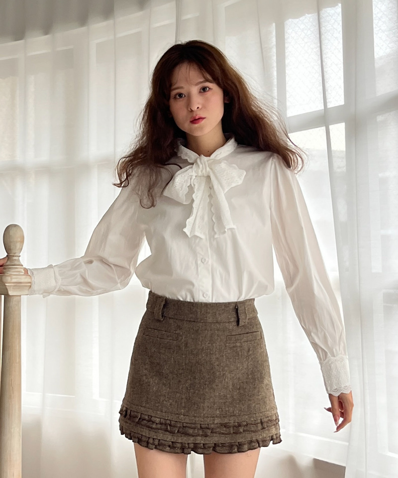 コットンレースリボンブラウス 詳細画像 OW 9