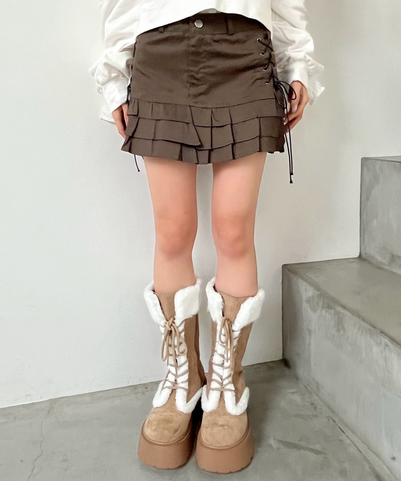 サイドレースアップティアードスカート 詳細画像 カーキ 4