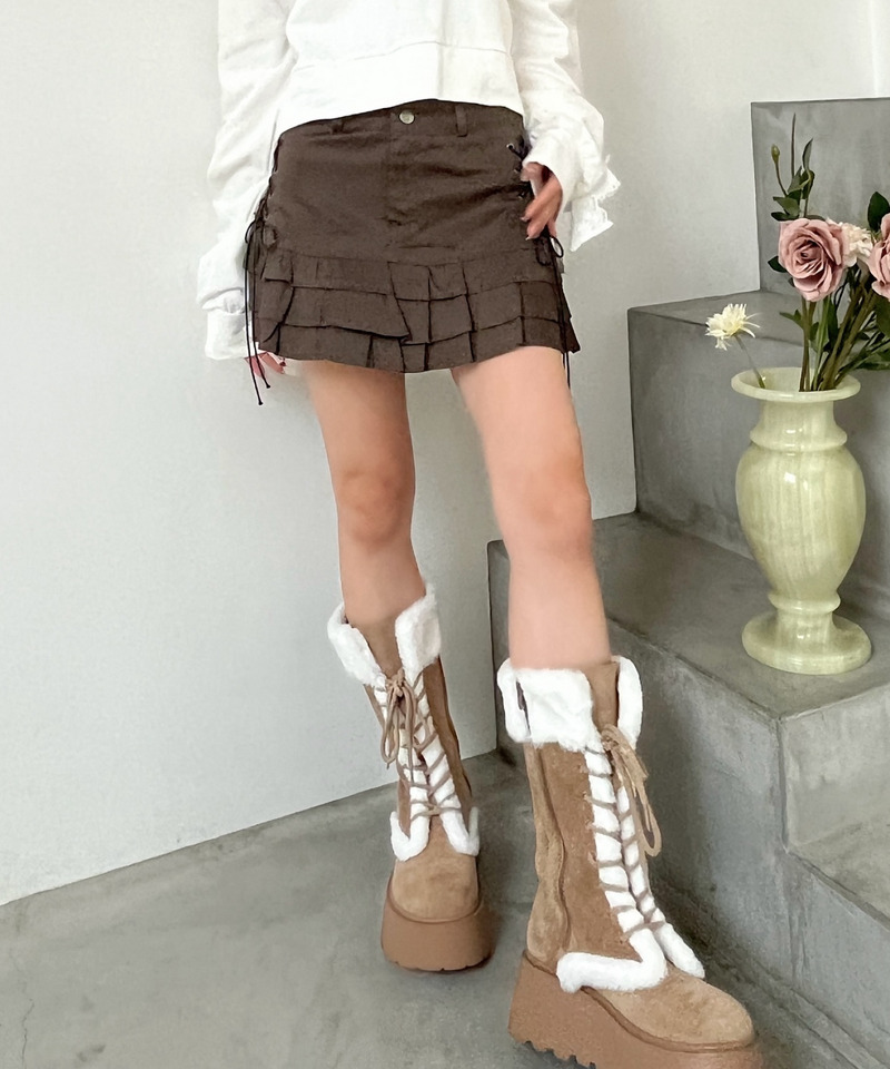 サイドレースアップティアードスカート 詳細画像 カーキ 8