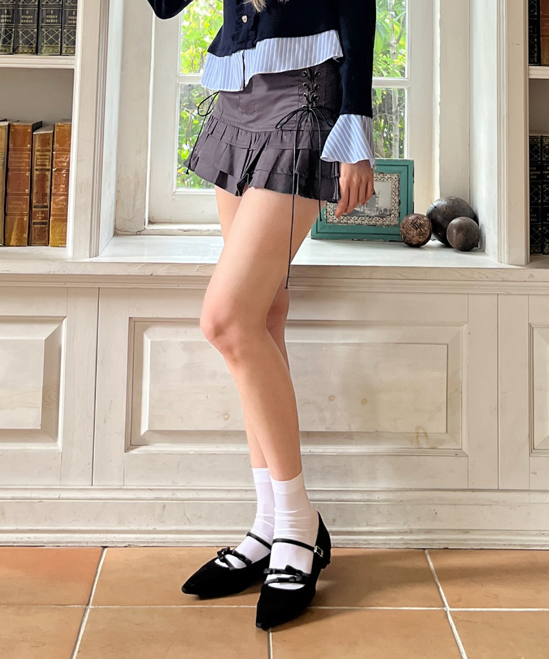 サイドレースアップティアードスカート 詳細画像 グレー 20