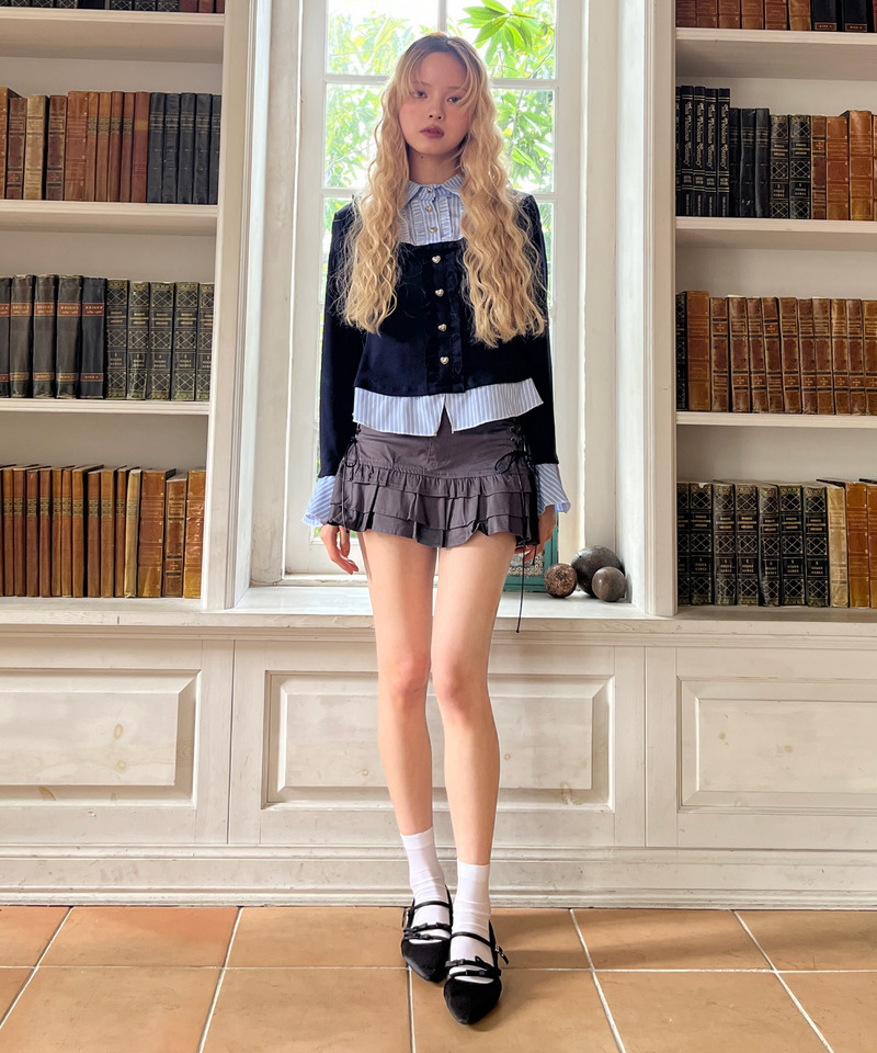 サイドレースアップティアードスカート 詳細画像 グレー 21