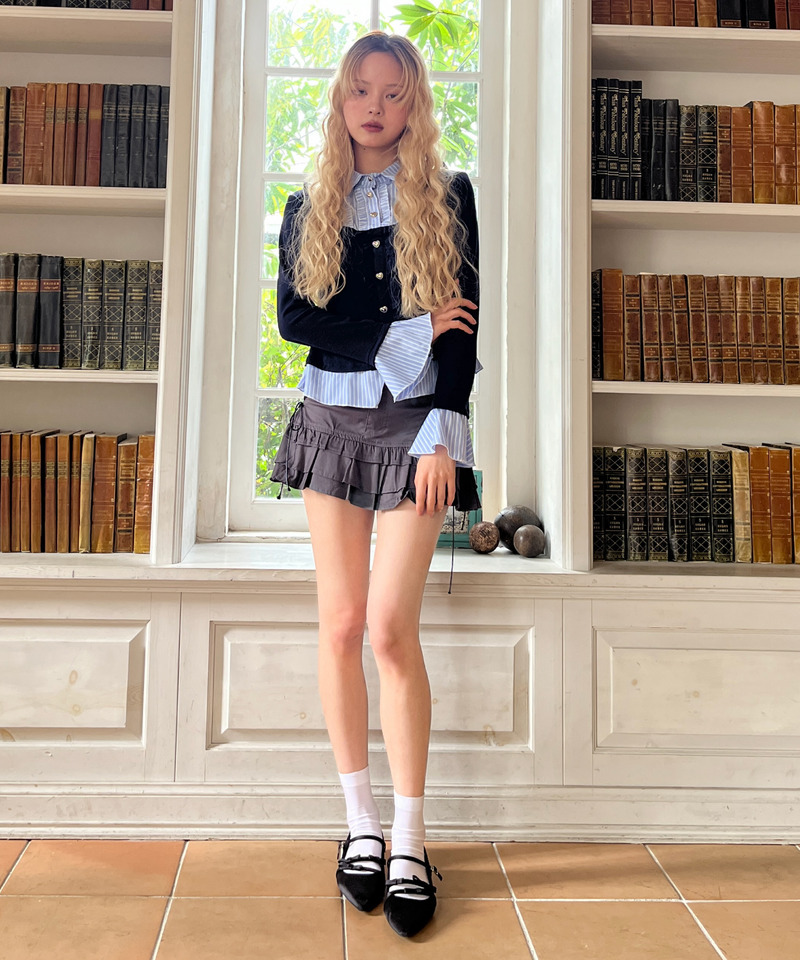 サイドレースアップティアードスカート 詳細画像 グレー 22