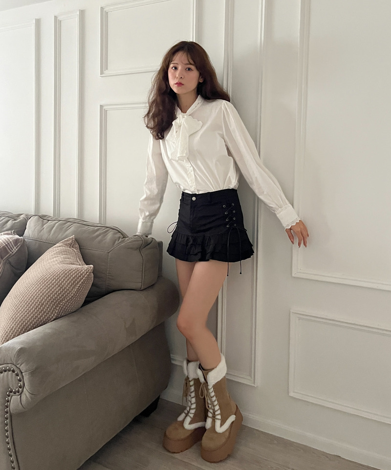 サイドレースアップティアードスカート 詳細画像 ブラック 12