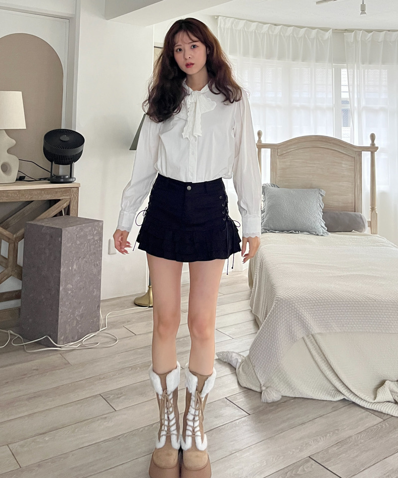 サイドレースアップティアードスカート 詳細画像 ブラック 13