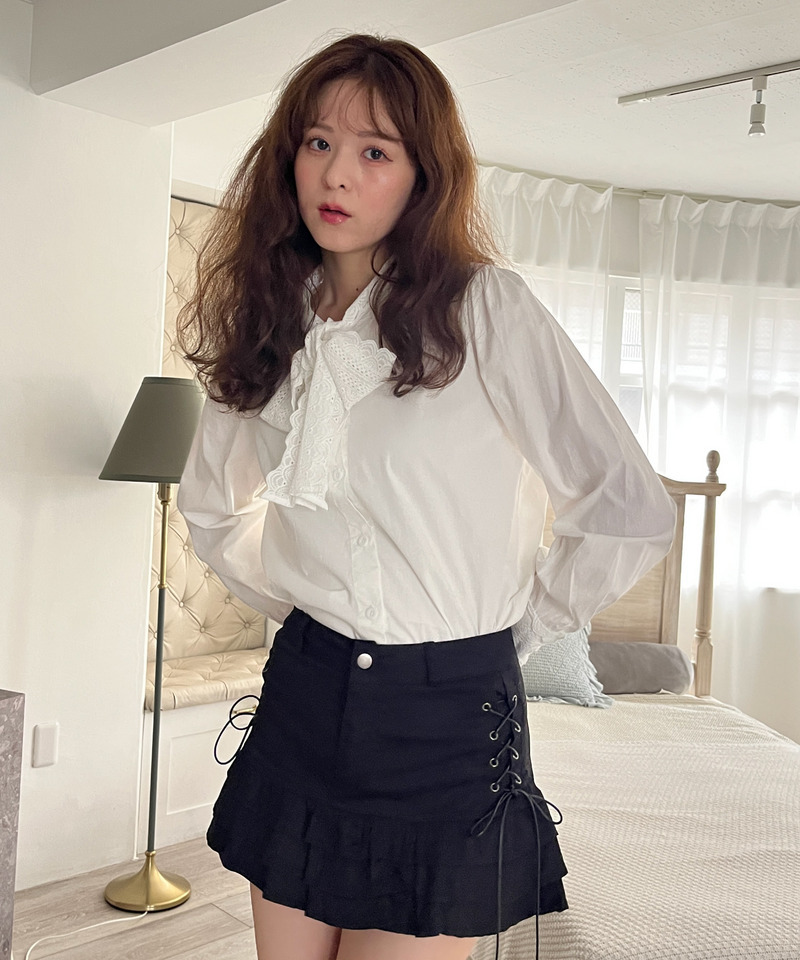 サイドレースアップティアードスカート 詳細画像 ブラック 3