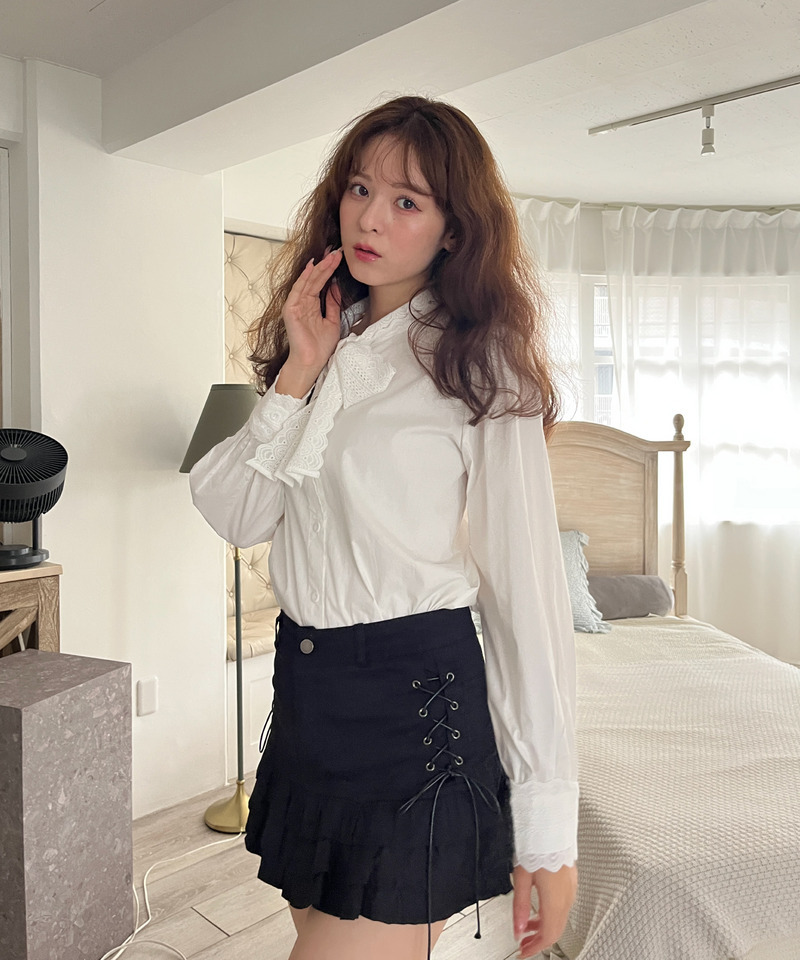 サイドレースアップティアードスカート 詳細画像 ブラック 4