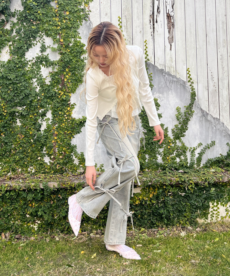 リボンデザインデニム 詳細画像 ブルー 13