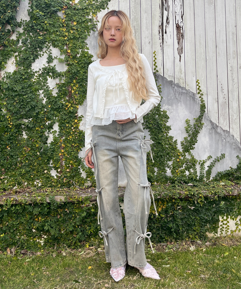 リボンデザインデニム 詳細画像 ブルー 14