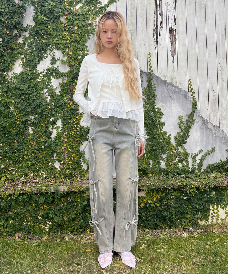 リボンデザインデニム 詳細画像 ブルー 15