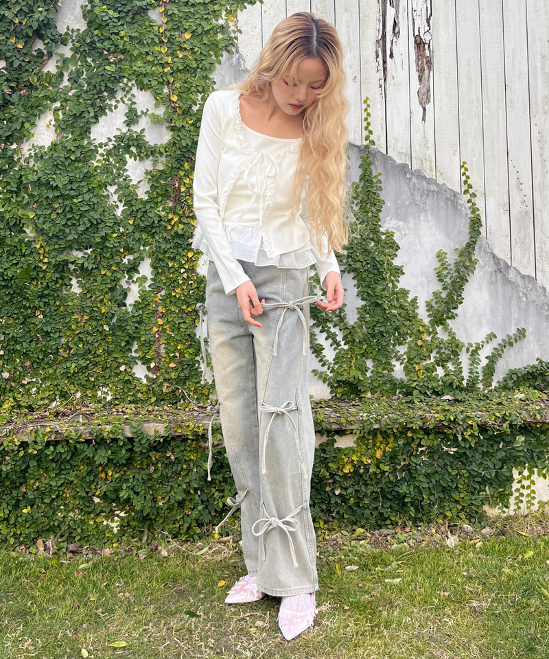 リボンデザインデニム 詳細画像 ブルー 22