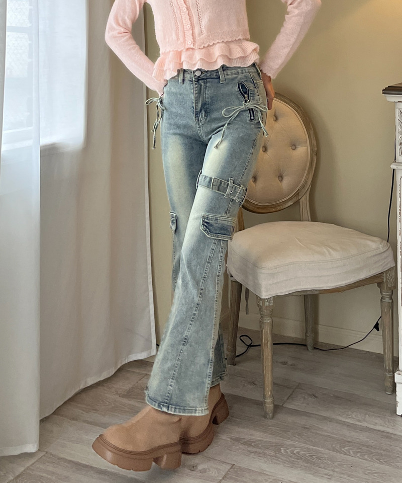 サイドベルトカーゴフレアデニム 詳細画像 BL 3