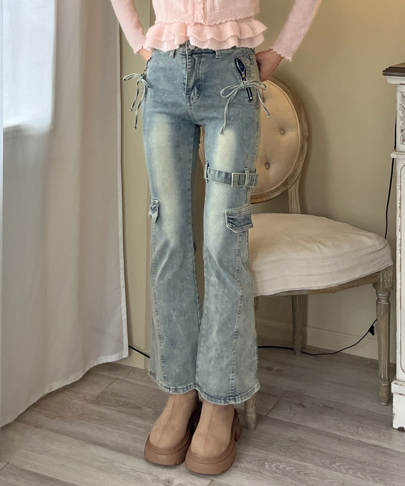 サイドベルトカーゴフレアデニム 詳細画像 BL 4