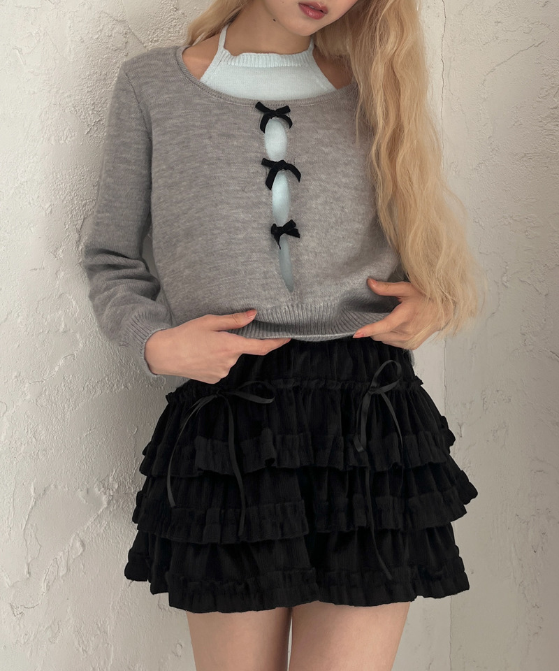 ベルベットフリルスカート 詳細画像 ブラック 3