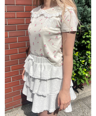 フリルカラーフラワーTEE