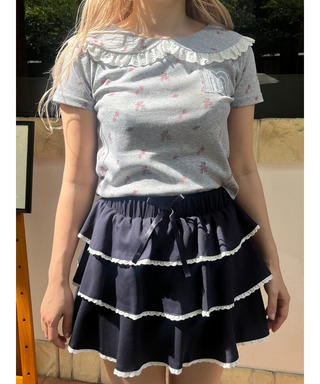 フリルカラーフラワーTEE