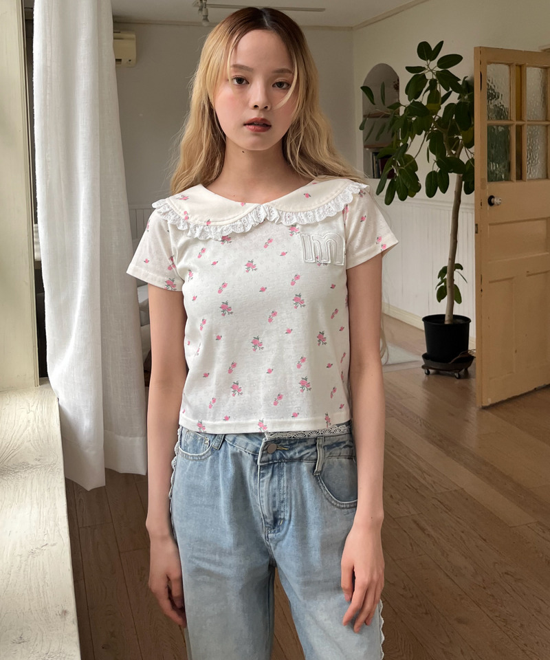 フリルカラーフラワーTEE 詳細画像 オフホワイト 6