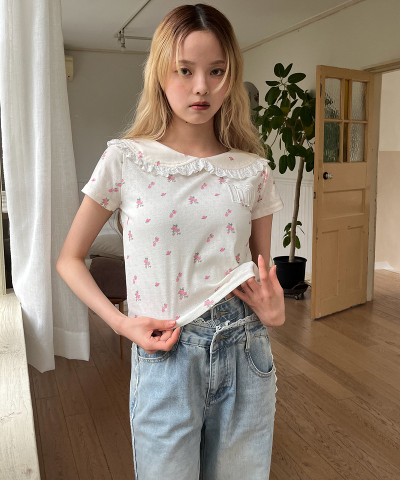 フリルカラーフラワーTEE 詳細画像 オフホワイト 7