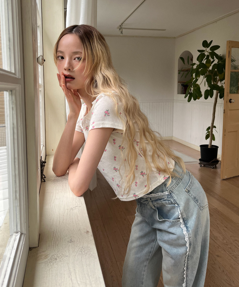 フリルカラーフラワーTEE 詳細画像 オフホワイト 8