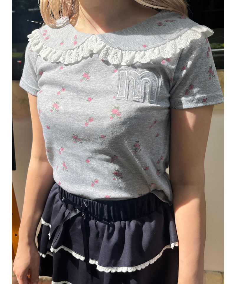 フリルカラーフラワーTEE 詳細画像 グレー 2