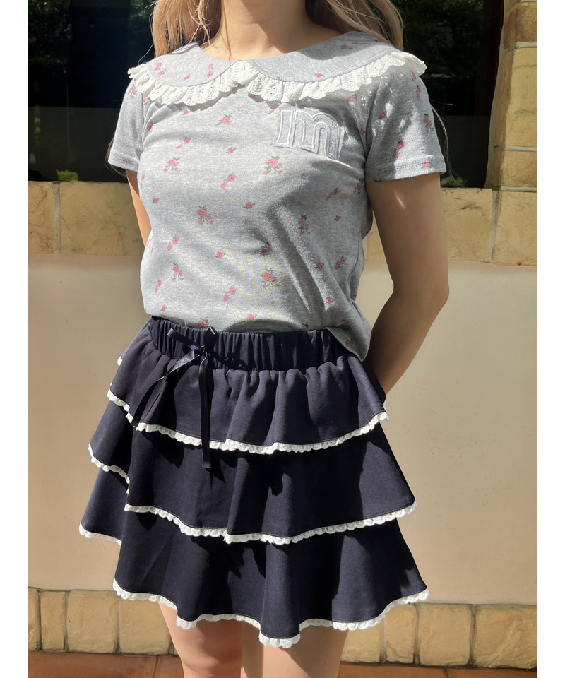 フリルカラーフラワーTEE 詳細画像 グレー 3