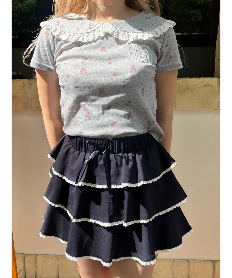 フリルカラーフラワーTEE 詳細画像 グレー 4