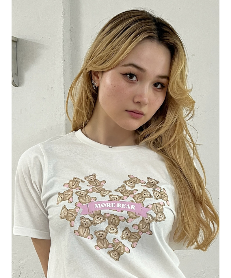 【MORE BEAR】heart bear TEE 詳細画像 オフホワイト 2