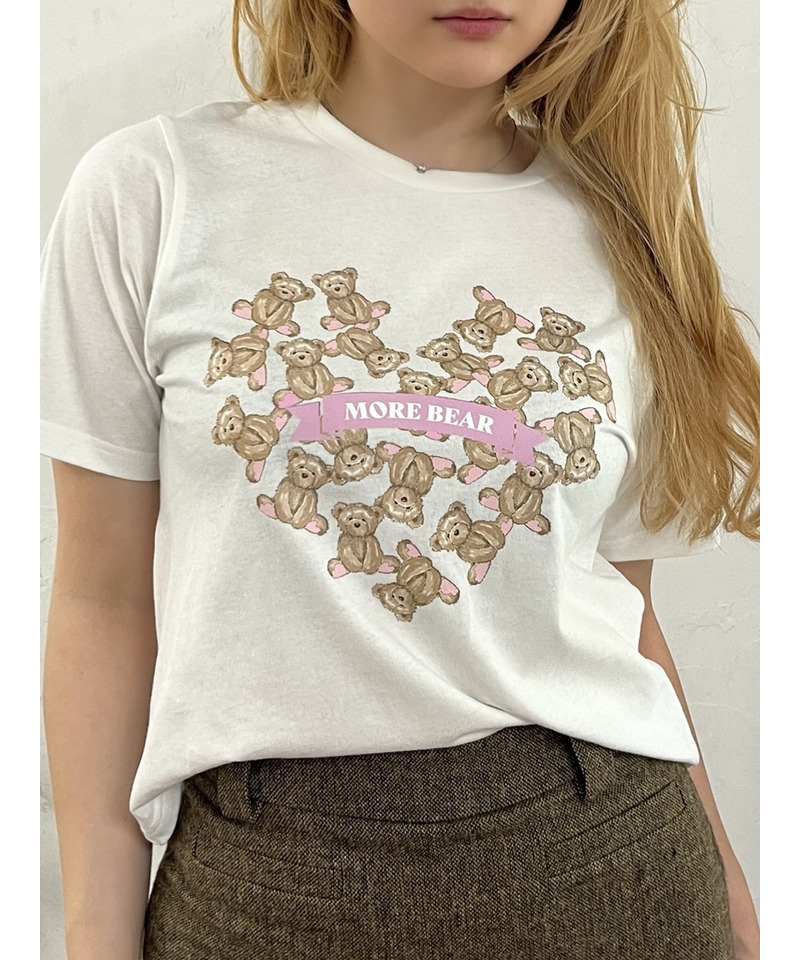 【MORE BEAR】heart bear TEE 詳細画像 オフホワイト 3