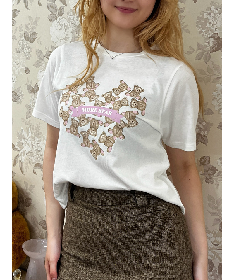 【MORE BEAR】heart bear TEE 詳細画像 オフホワイト 5
