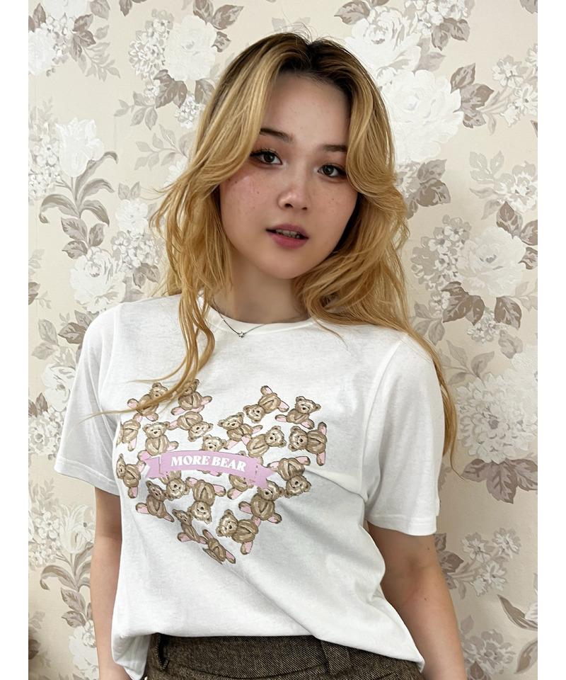 【MORE BEAR】heart bear TEE 詳細画像 オフホワイト 7
