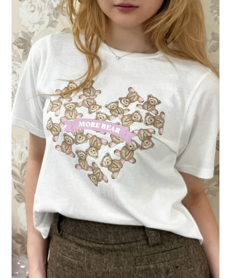【MORE BEAR】heart bear TEE 詳細画像 オフホワイト 8