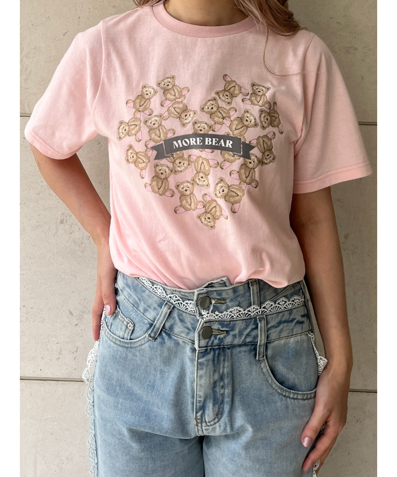 【MORE BEAR】heart bear TEE 詳細画像 ピンク 1