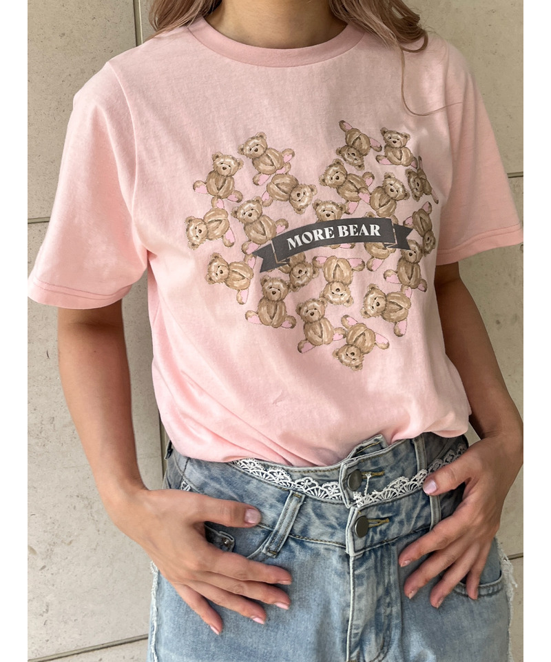 【MORE BEAR】heart bear TEE 詳細画像 ピンク 2
