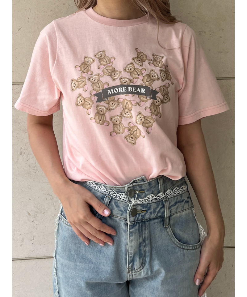 【MORE BEAR】heart bear TEE 詳細画像 ピンク 3