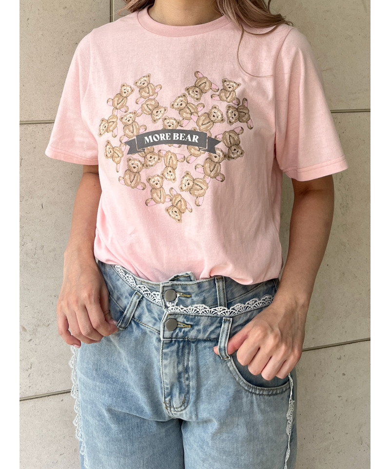 【MORE BEAR】heart bear TEE 詳細画像 ピンク 7