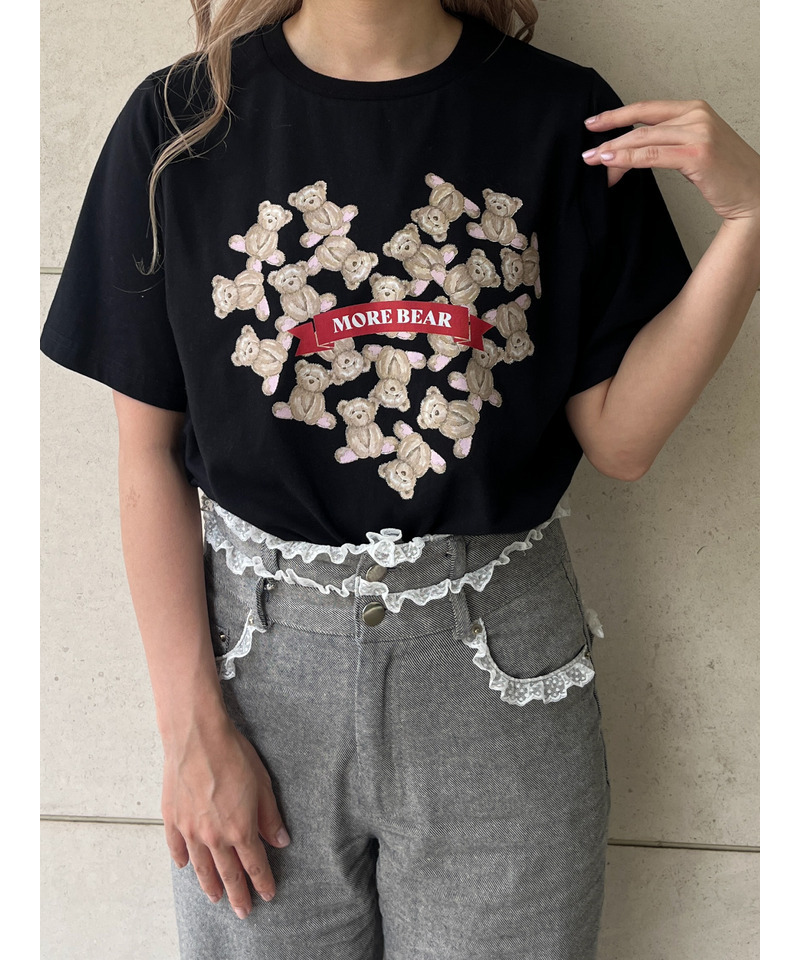 【MORE BEAR】heart bear TEE 詳細画像 ブラック 1